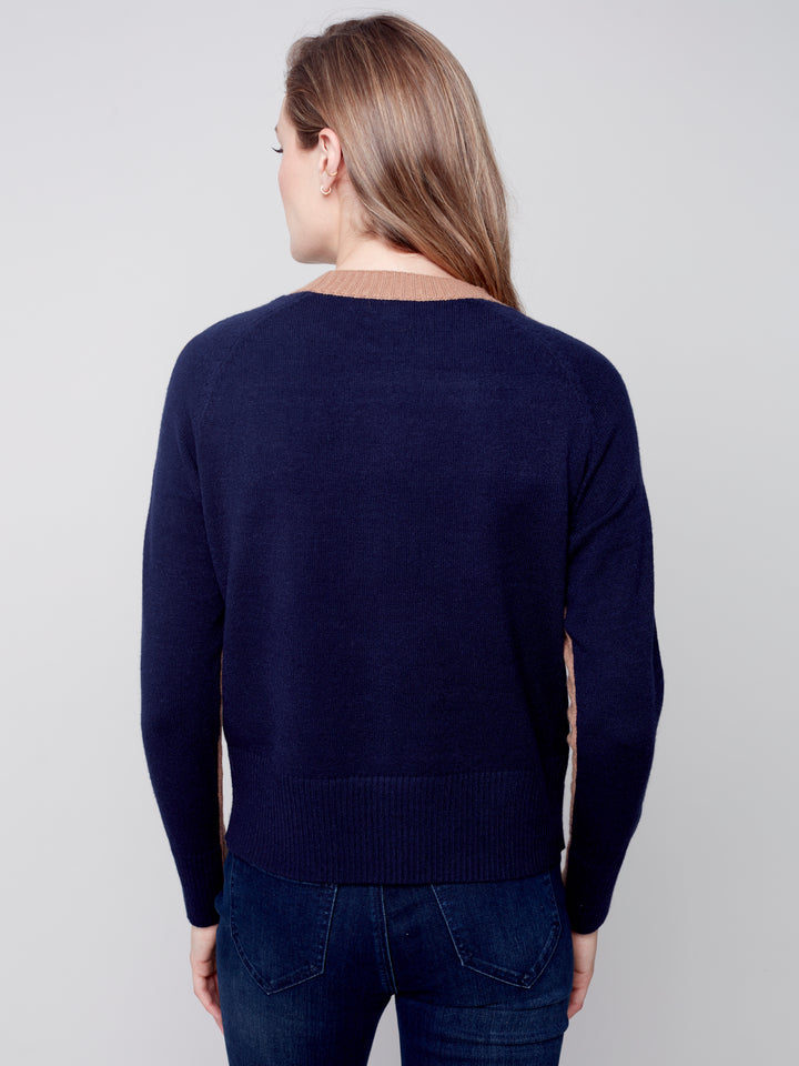Plush Knt Long Sleeve Top With Border Detail