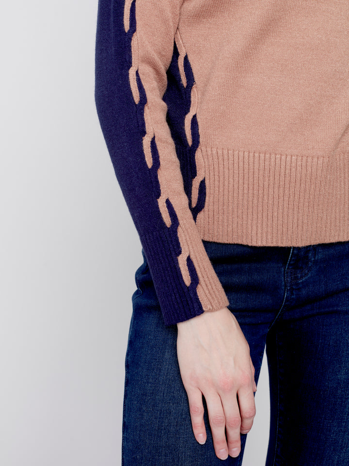 Plush Knt Long Sleeve Top With Border Detail