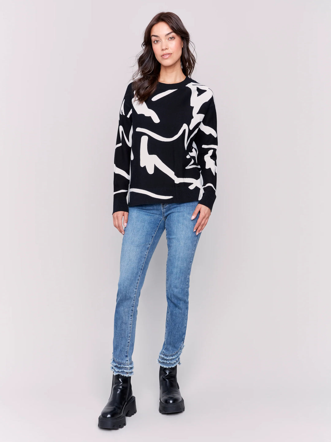 Print Ottoman Stitch Sweater