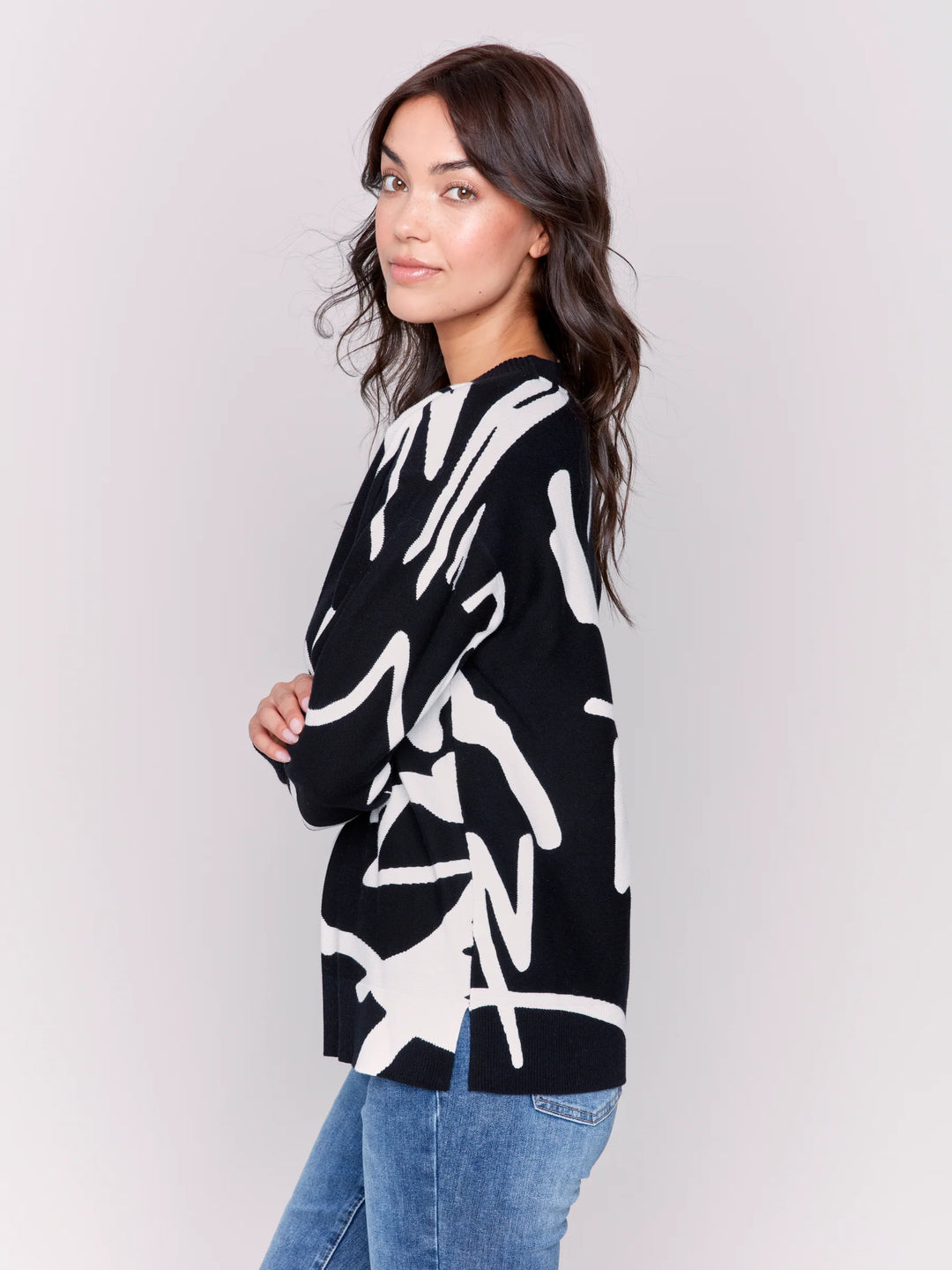 Print Ottoman Stitch Sweater