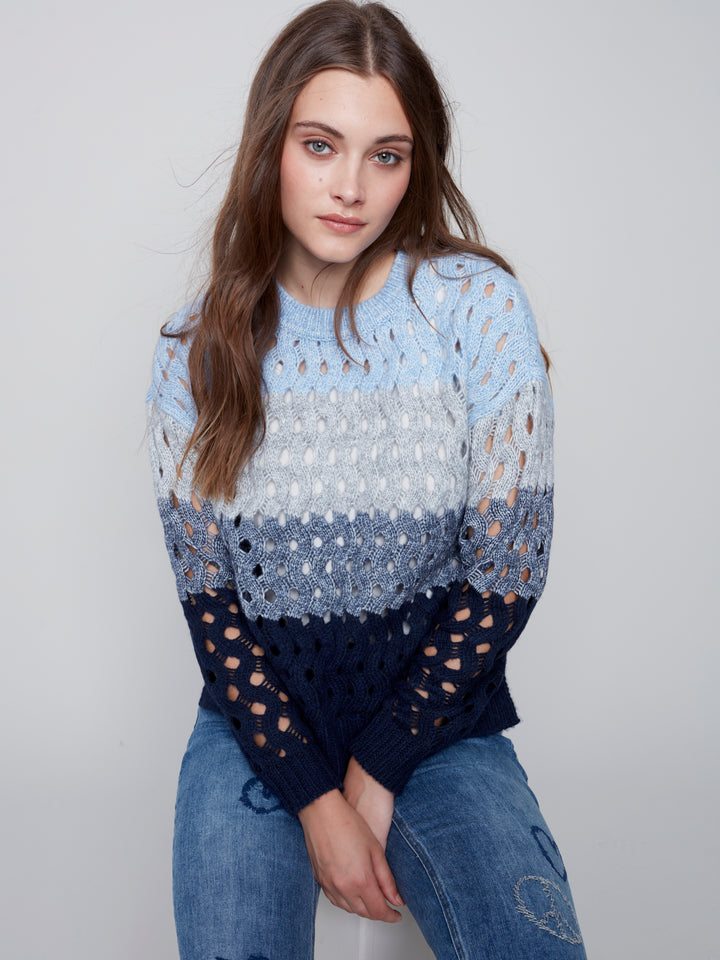 Striped Wavy Net Sweater