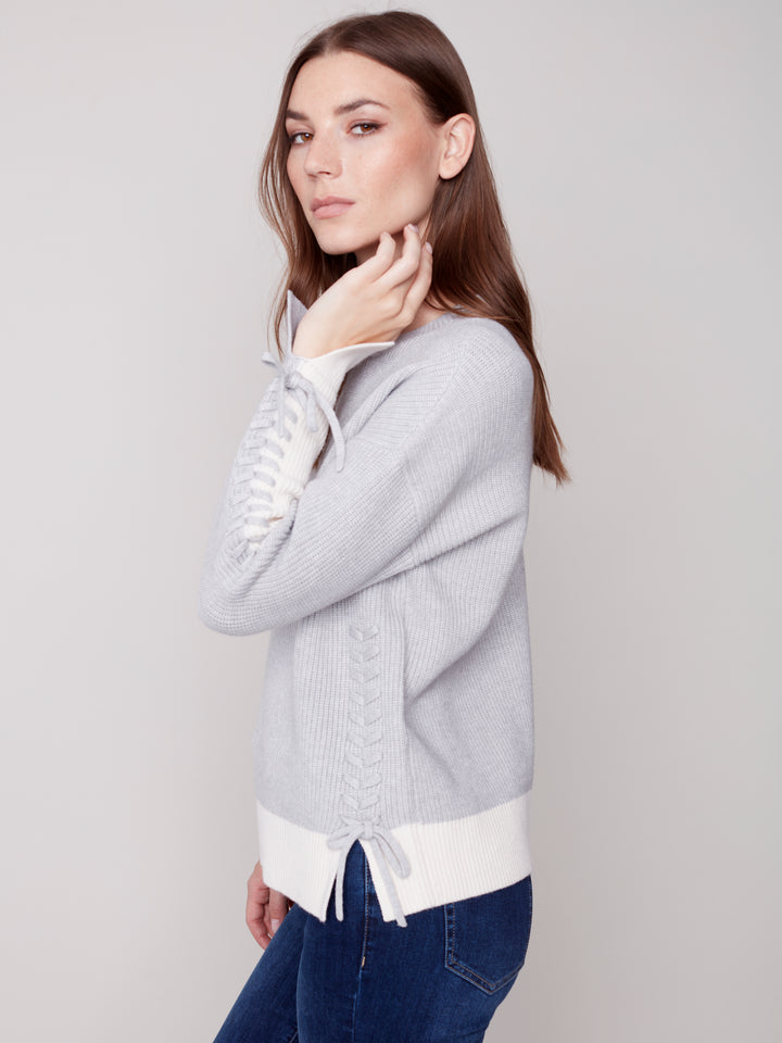 Jacquard Knit Top With Side Tie