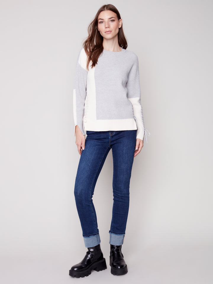 Jacquard Knit Top With Side Tie