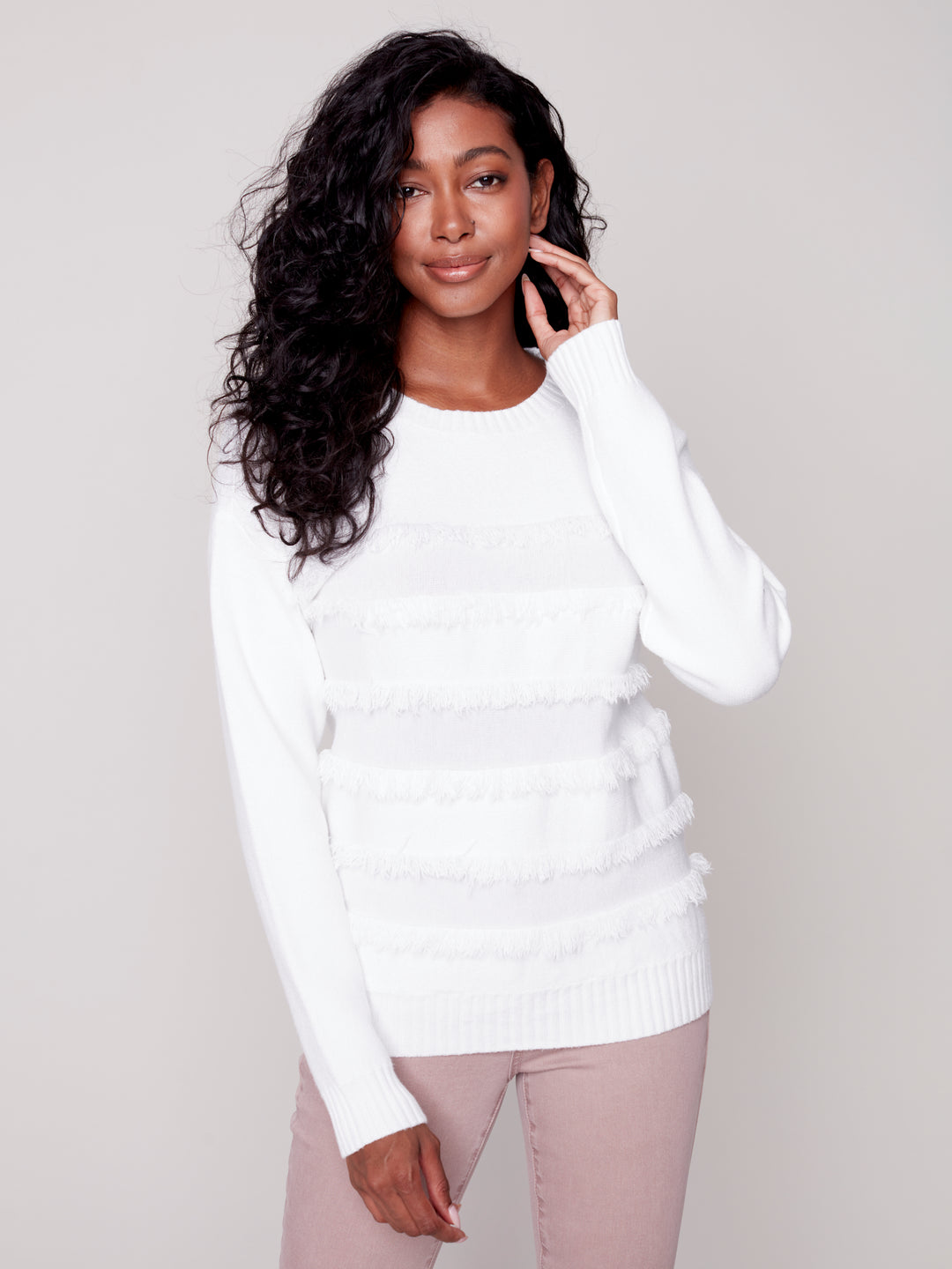 Super Plush Knit Striped Long Sleeve Top