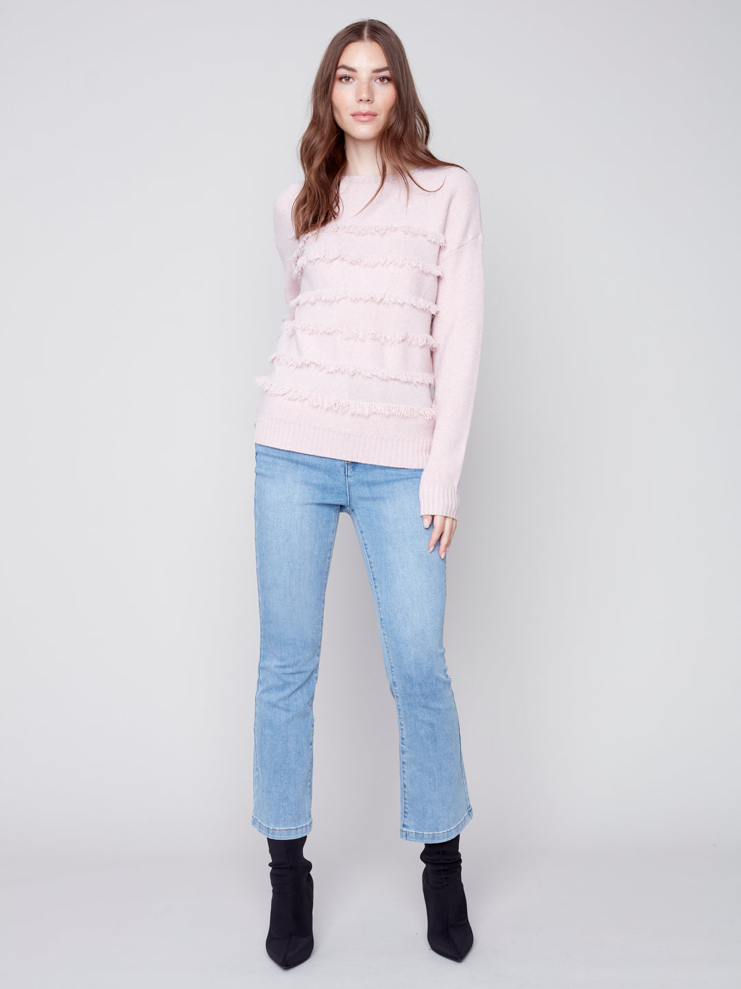 Super Plush Knit Striped Long Sleeve Top