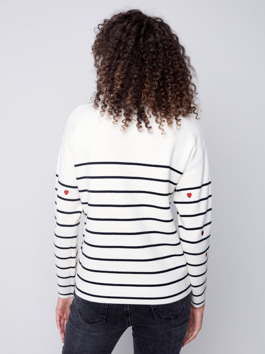 Jacquard Knit Striped Long Sleeve Top