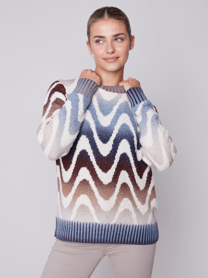 Space Due Knit Long Sleeve Top