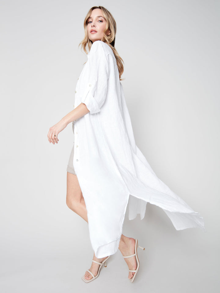 Long Button Up Linen Dress