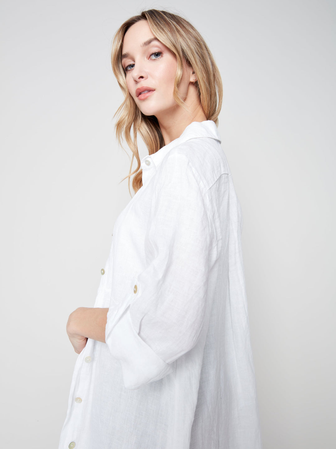 Long Button Up Linen Dress