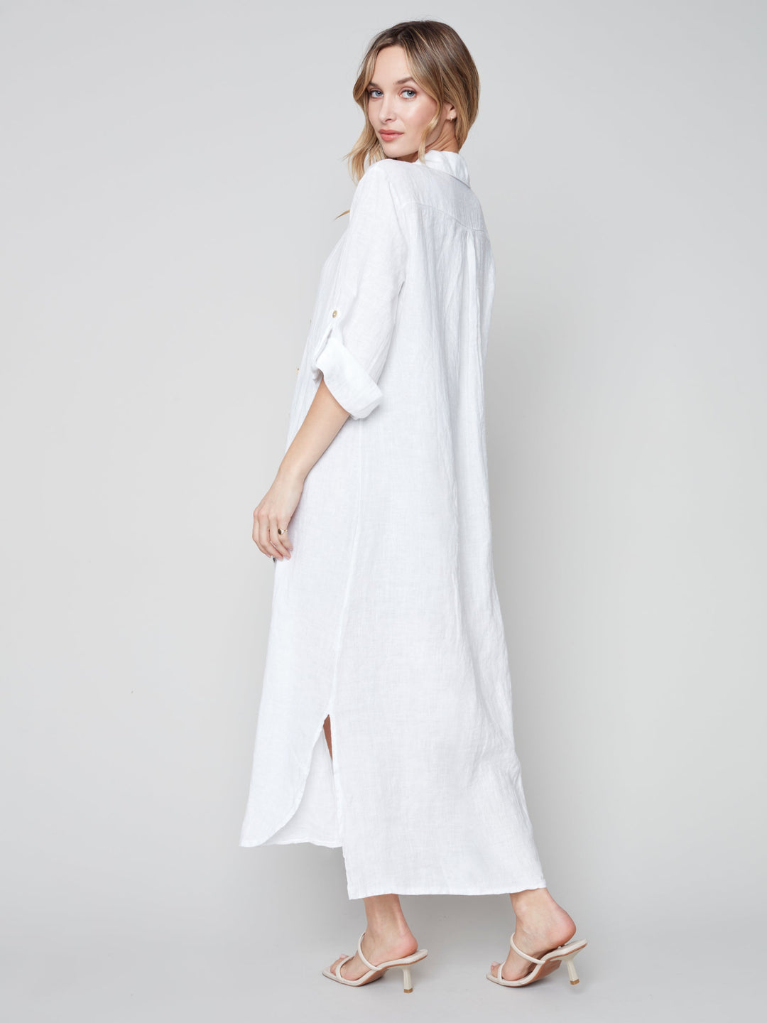 Long Button Up Linen Dress