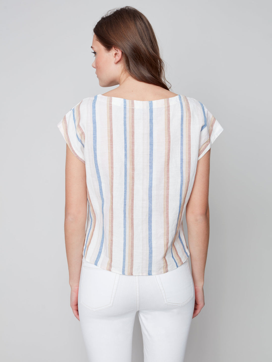 Chevron Stripe Front-Tie Top