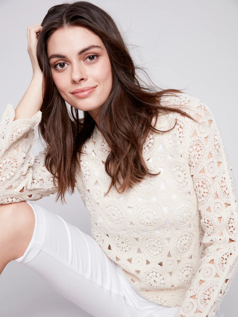 Scalloped Hem Long Sleeve Top