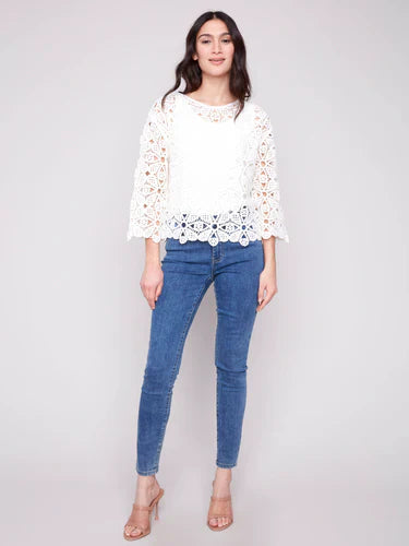 Flower Crochet Long Sleve  Top