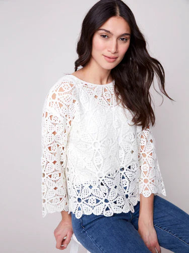 Flower Crochet Long Sleve  Top