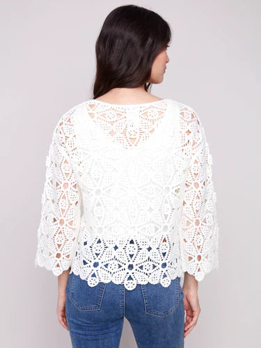 Flower Crochet Long Sleve  Top