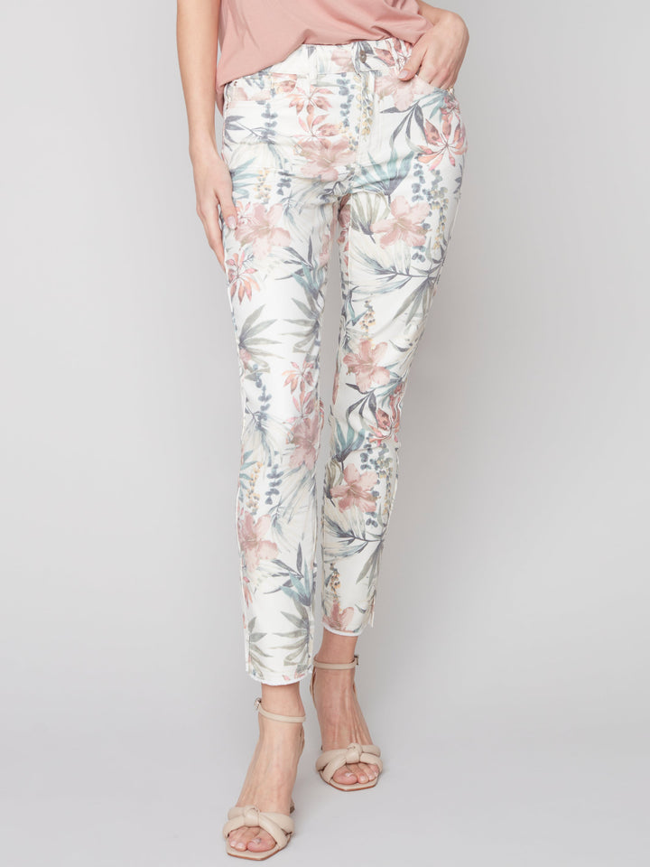 Printed Twill Front-Zip Pant