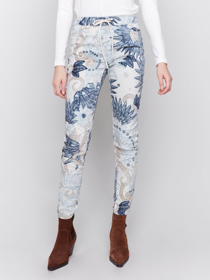 Printed Suede Crinkle Jogger