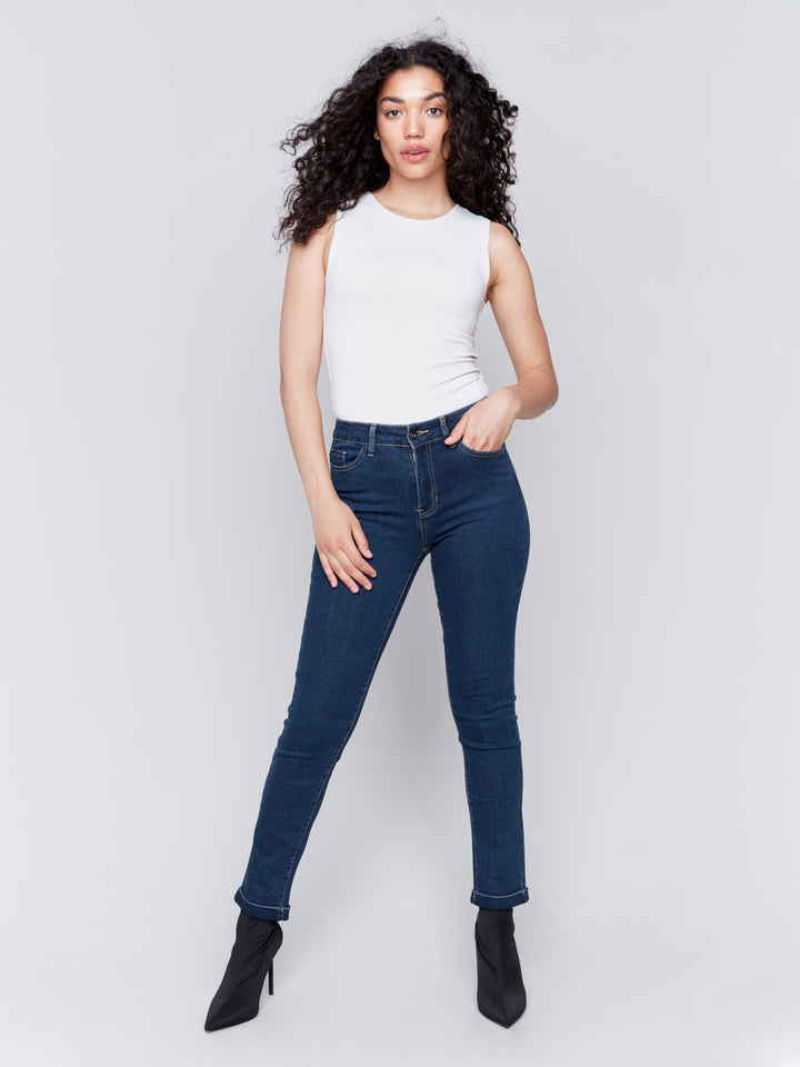 Denim Jeans With Cuff Hem