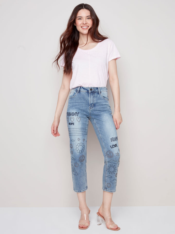 High Rise Mom Fit "Love" Jean