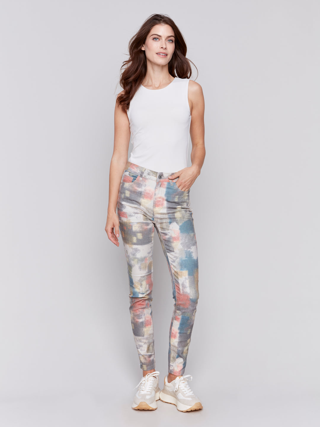 Printed Twill Skinny Pant