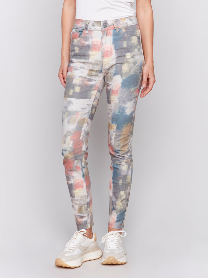 Printed Twill Skinny Pant