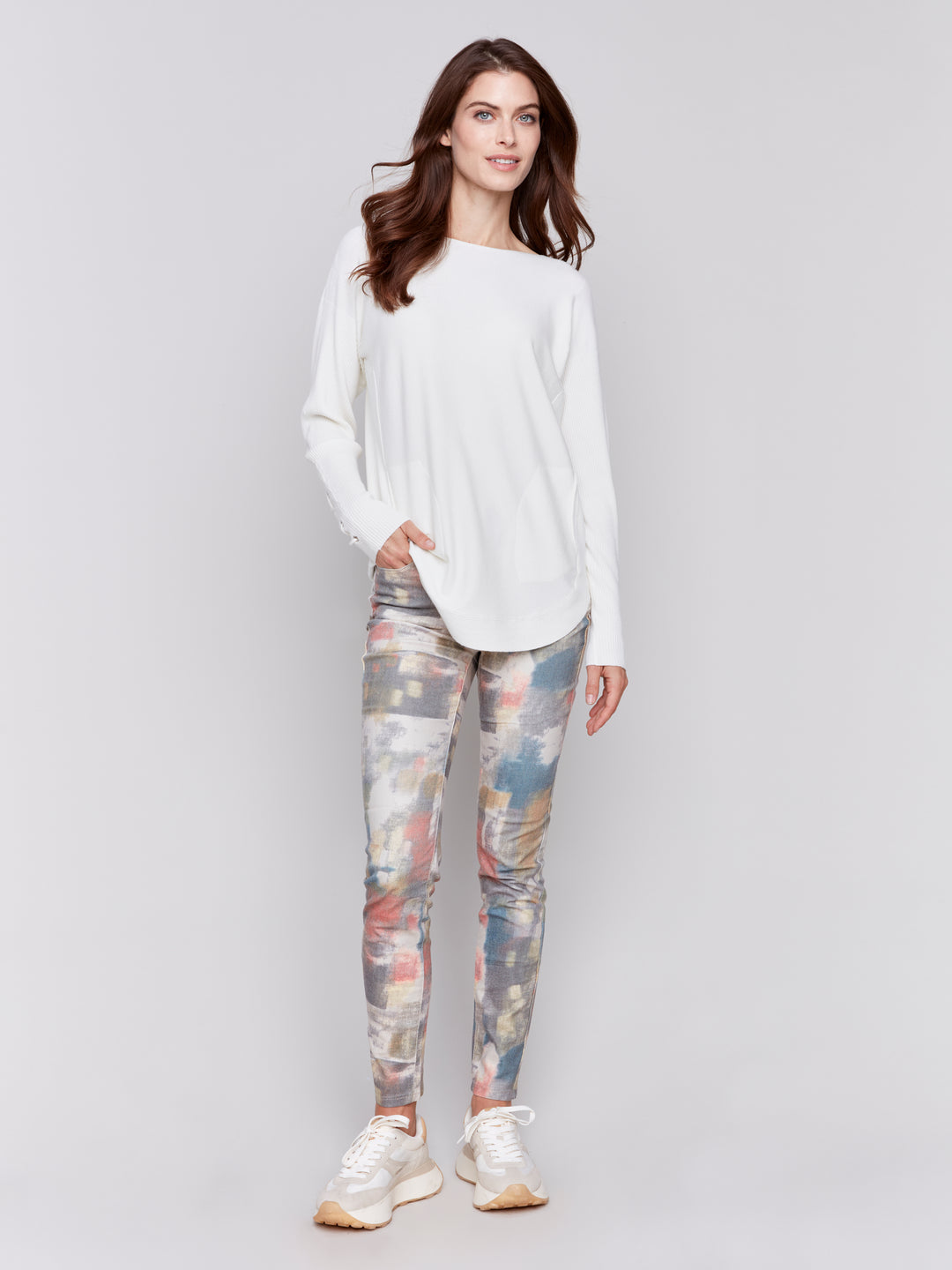 Printed Twill Skinny Pant