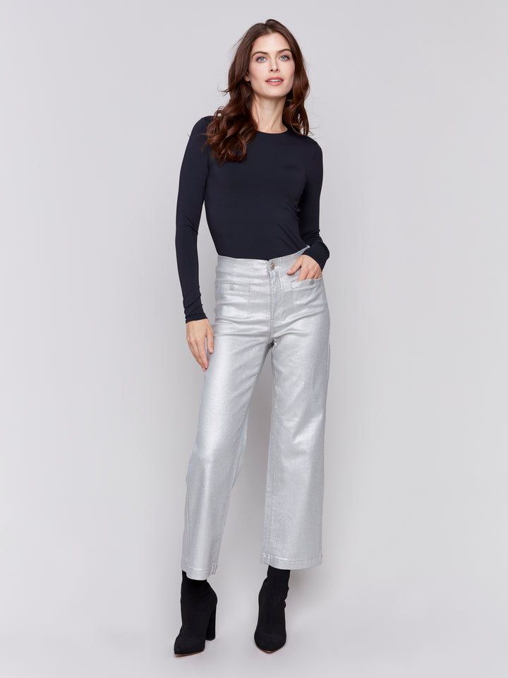 Shimmery Twill Pull-On Pant