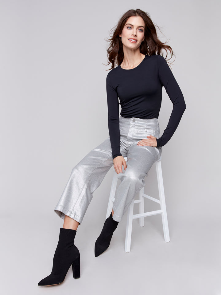 Shimmery Twill Pull-On Pant