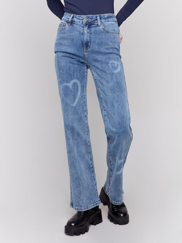 Flare Leg Pant With Painted Heart