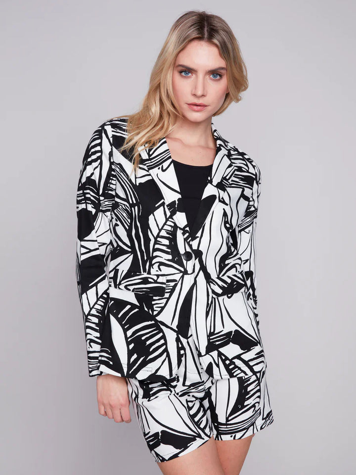 Printed Linen Blend Blazer