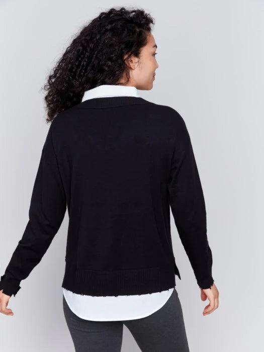 Fooler Sweater With Shirt Collar