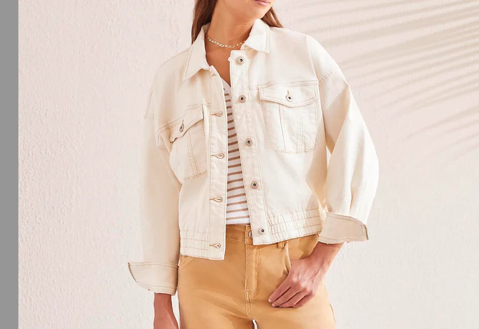 Casual Jacket With Elastic Waist