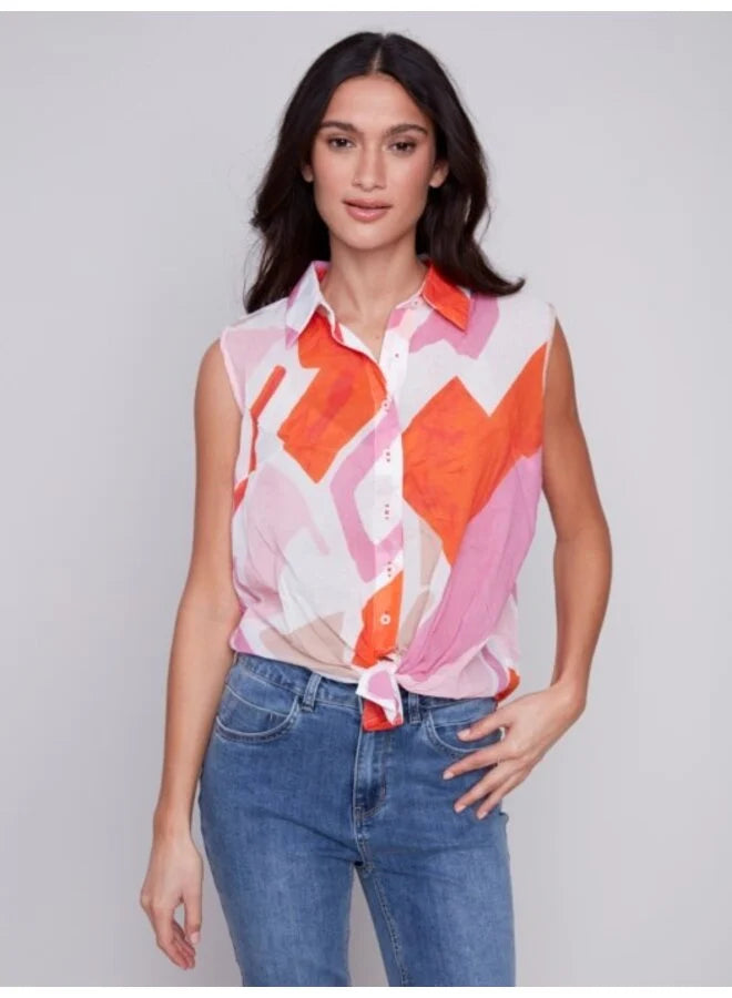 Sleeveless Top With Front Tie