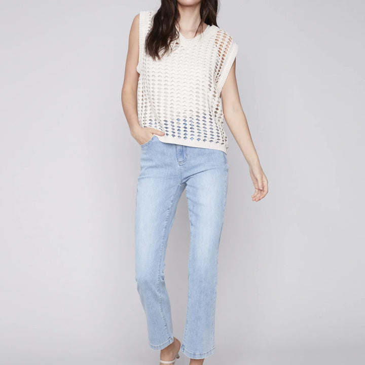 Cotton Knit V-Neck Sleevelss Top