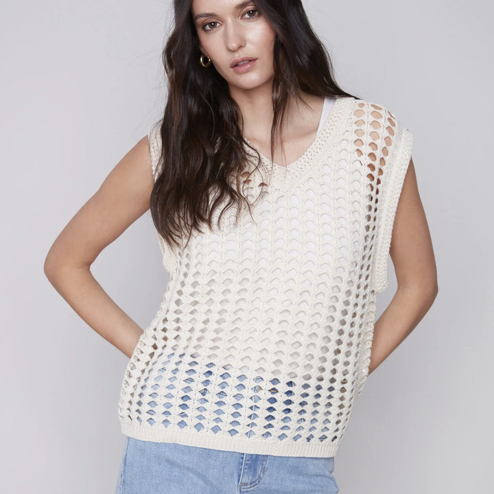 Cotton Knit V-Neck Sleevelss Top