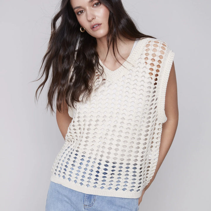 Cotton Knit V-Neck Sleevelss Top