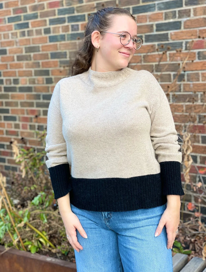 Cute Two-Tone Hem Sweater