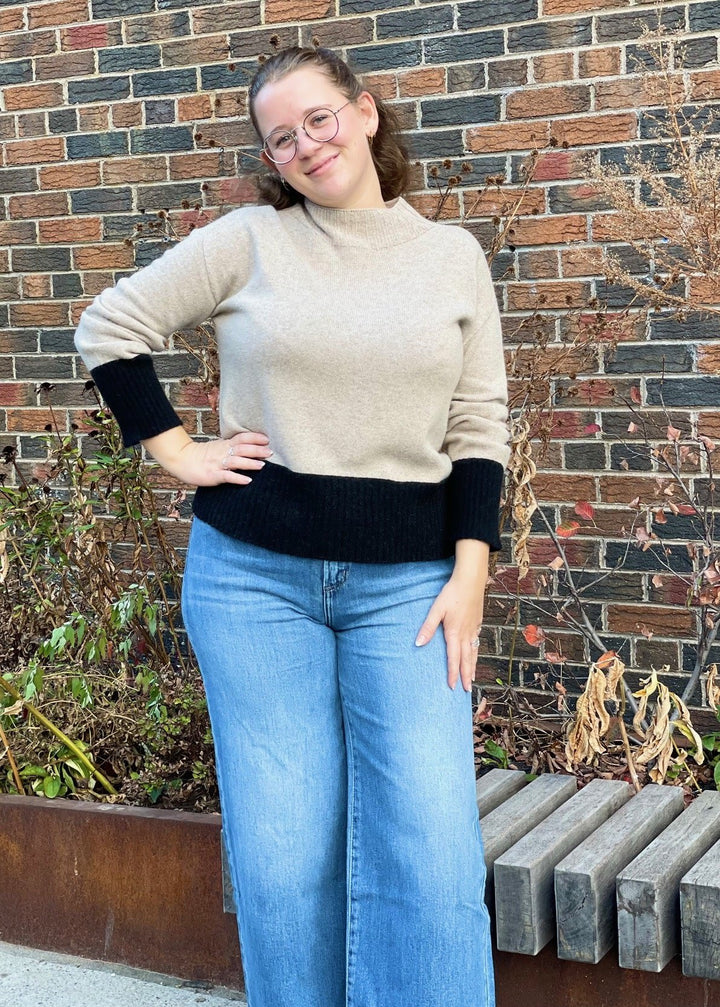 Cute Two-Tone Hem Sweater