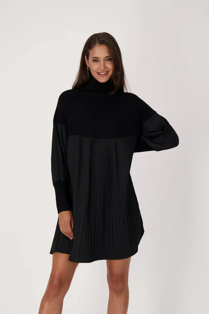 Multi Media Knit Pleated Dress