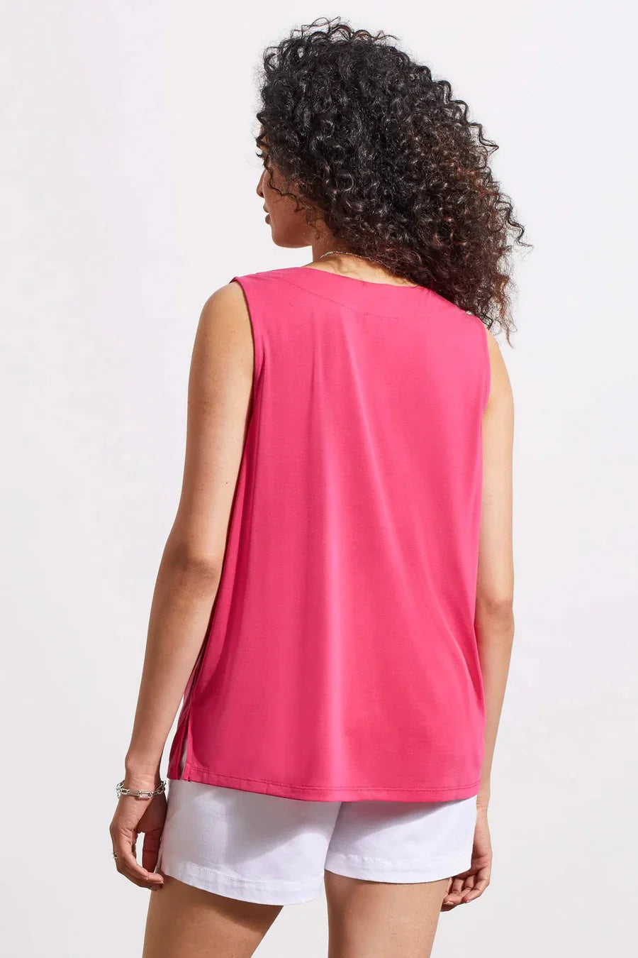 Sleeveless V-Neck Top With Pleat