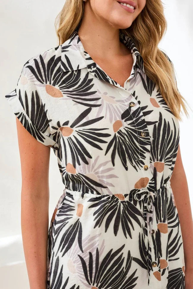 Soft Woven Printed Short Sleeve Dress