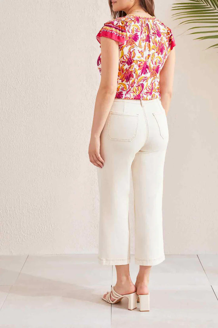 Brooke Button Fly  Crop Wide Leg Pant