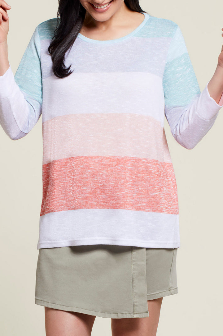 Wide Stripe 3/4 Sleeve Boatneck Top