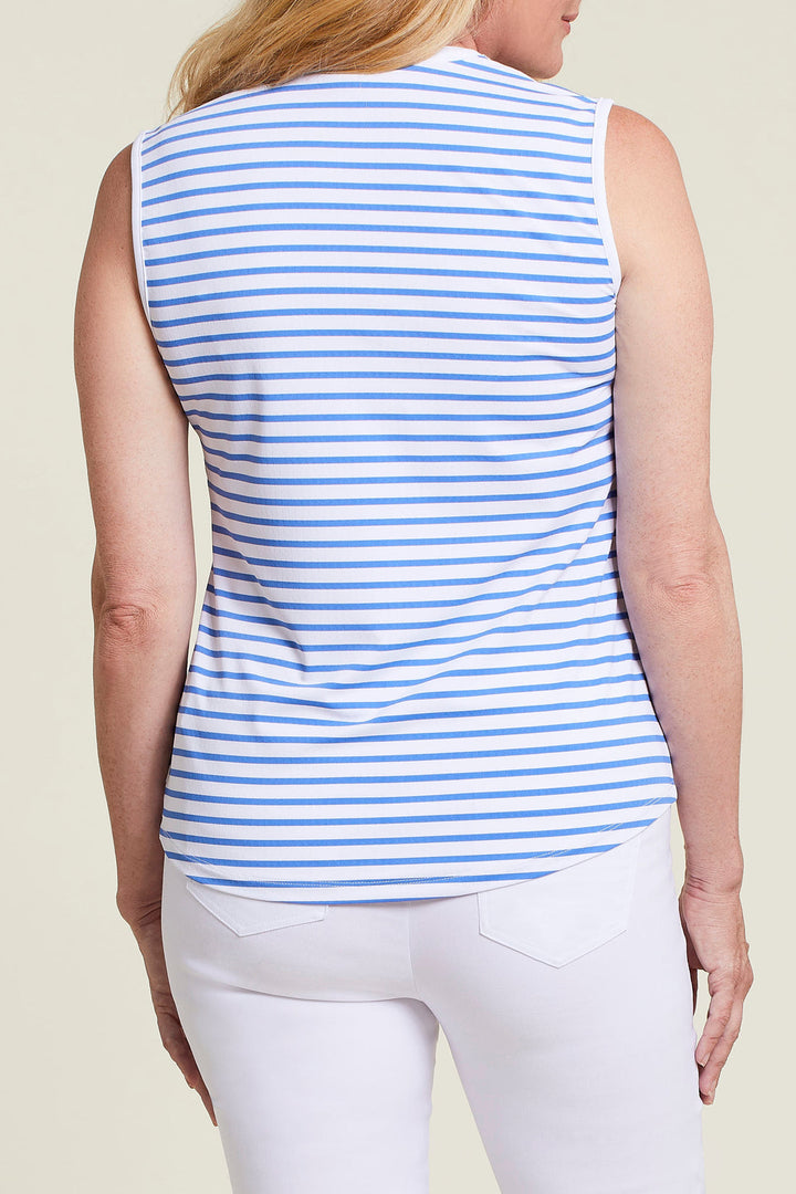 Sleeveless Mitred Stripe Henley Top