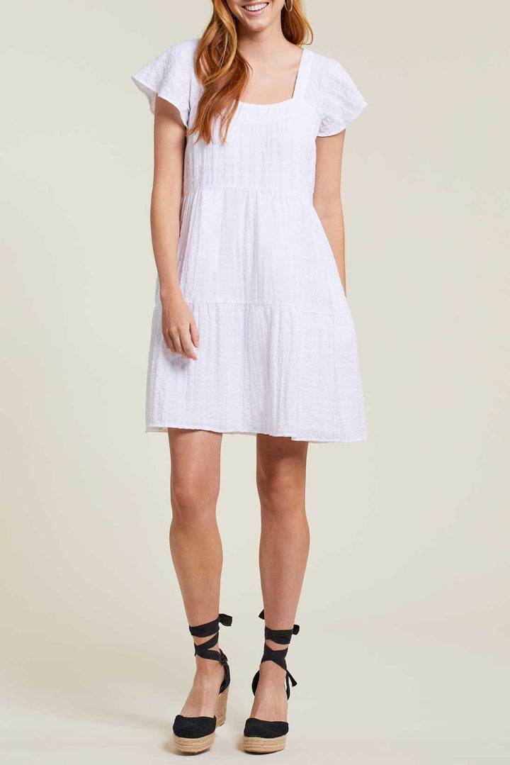 Lined Square Neck Ruffle Sleeve Dress