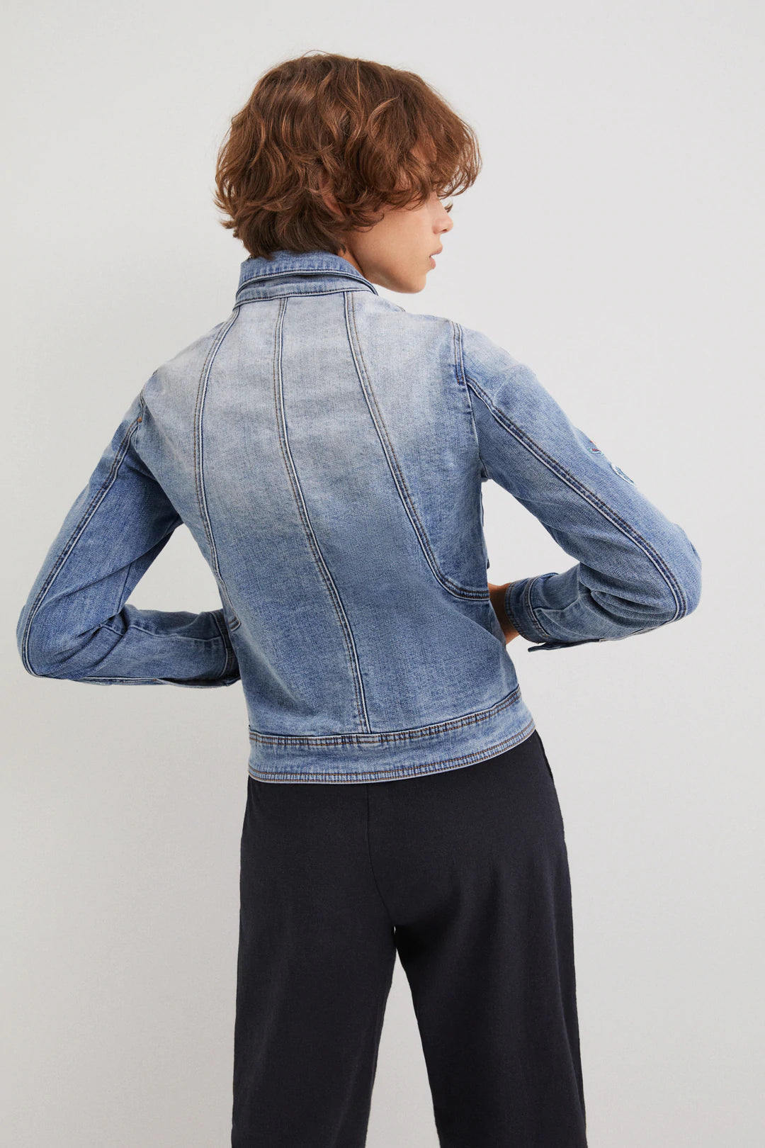 Embroidered Paisley Zip Jean Jacket