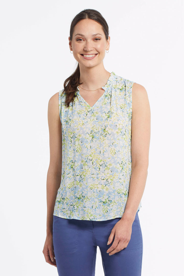 Sleeveless Blouse With Frill Neck