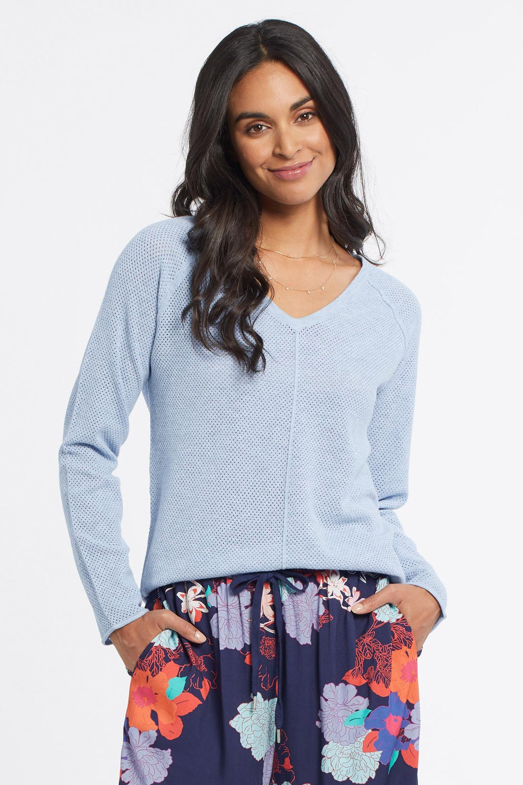 V-Neck Raglan Sweater