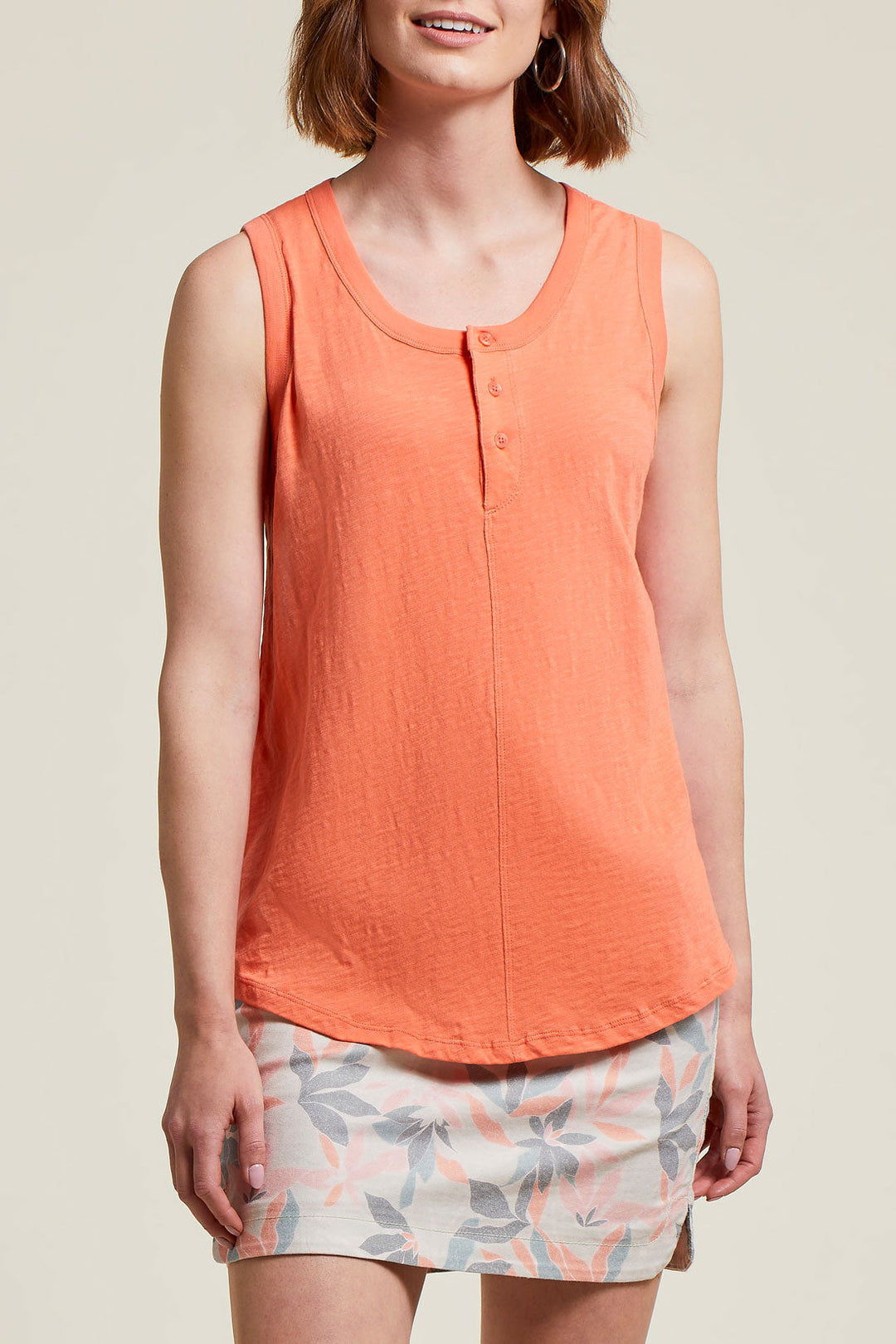 Round Neck Tank Top With Button Detail