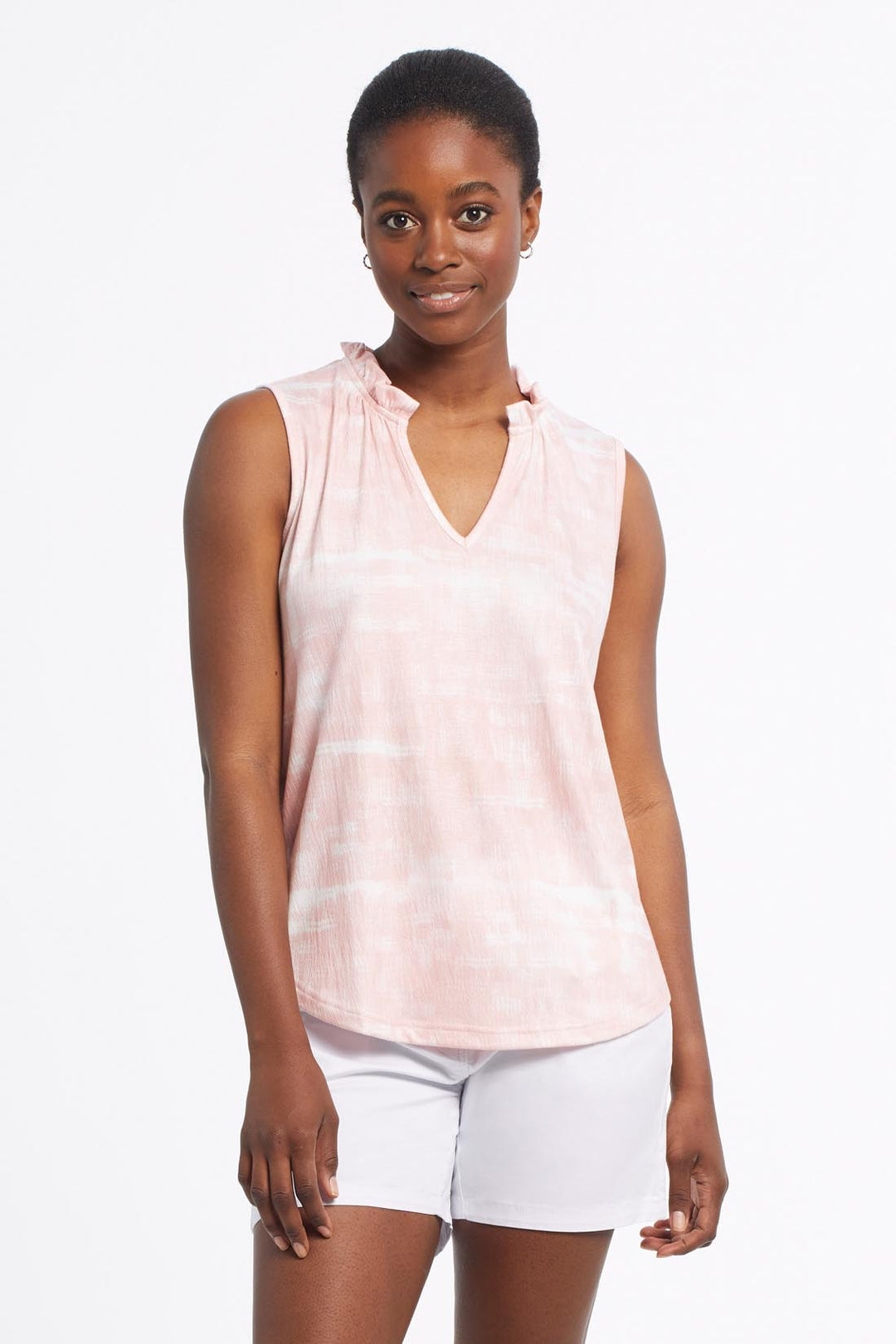 Sleveless Top With Frill Neckline